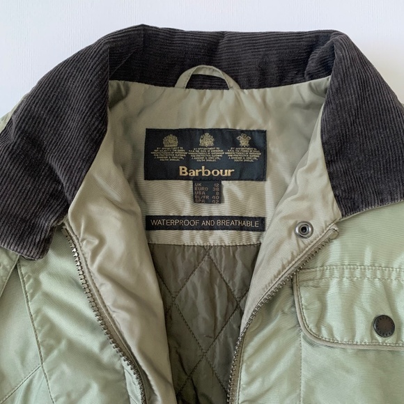 Barbour Amelia Moto Chore Green Khaki Jacket Coat Waterproof Fisherman Old Money - Picture 6 of 16